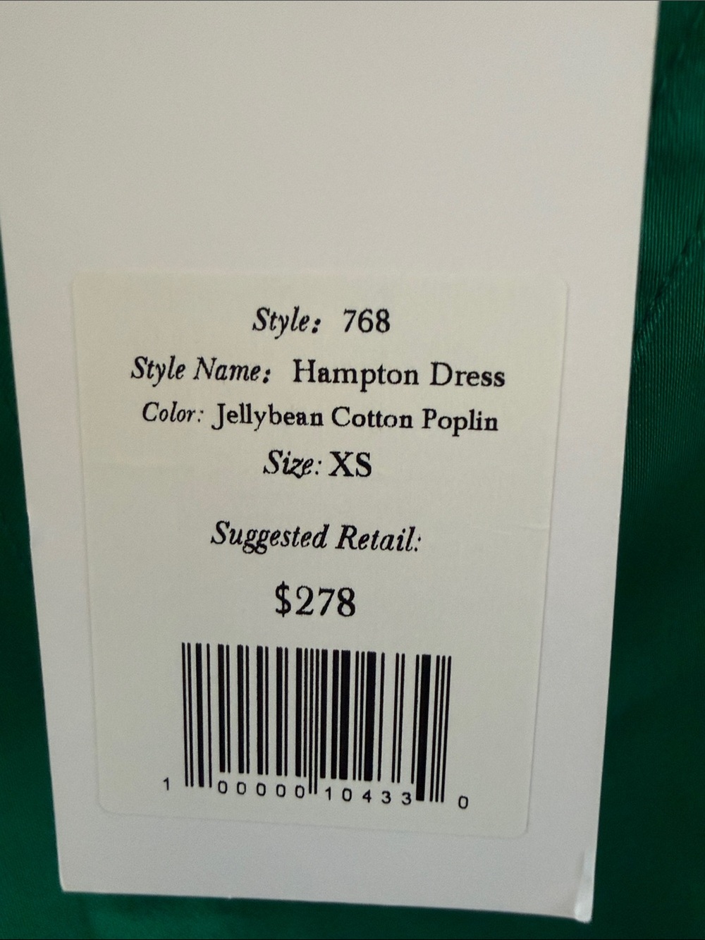 Emily McCarthy Hampton Dress in Jellybean Green Color Womens size XSmall NWT - Picture 5 of 11